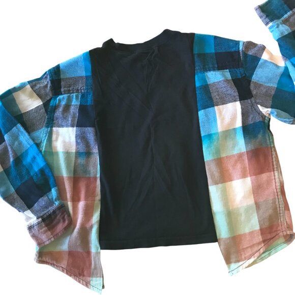 Upcycled Oversized Astronaut Graphic T-Shirt Child’s Size 4-8: Reworked Flannel - Picture 8 of 10